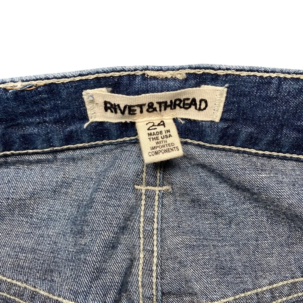 Rivet And Thread  High-Rise Relaxed Straight Jeans Dark Blue Pockets - Picture 7 of 10